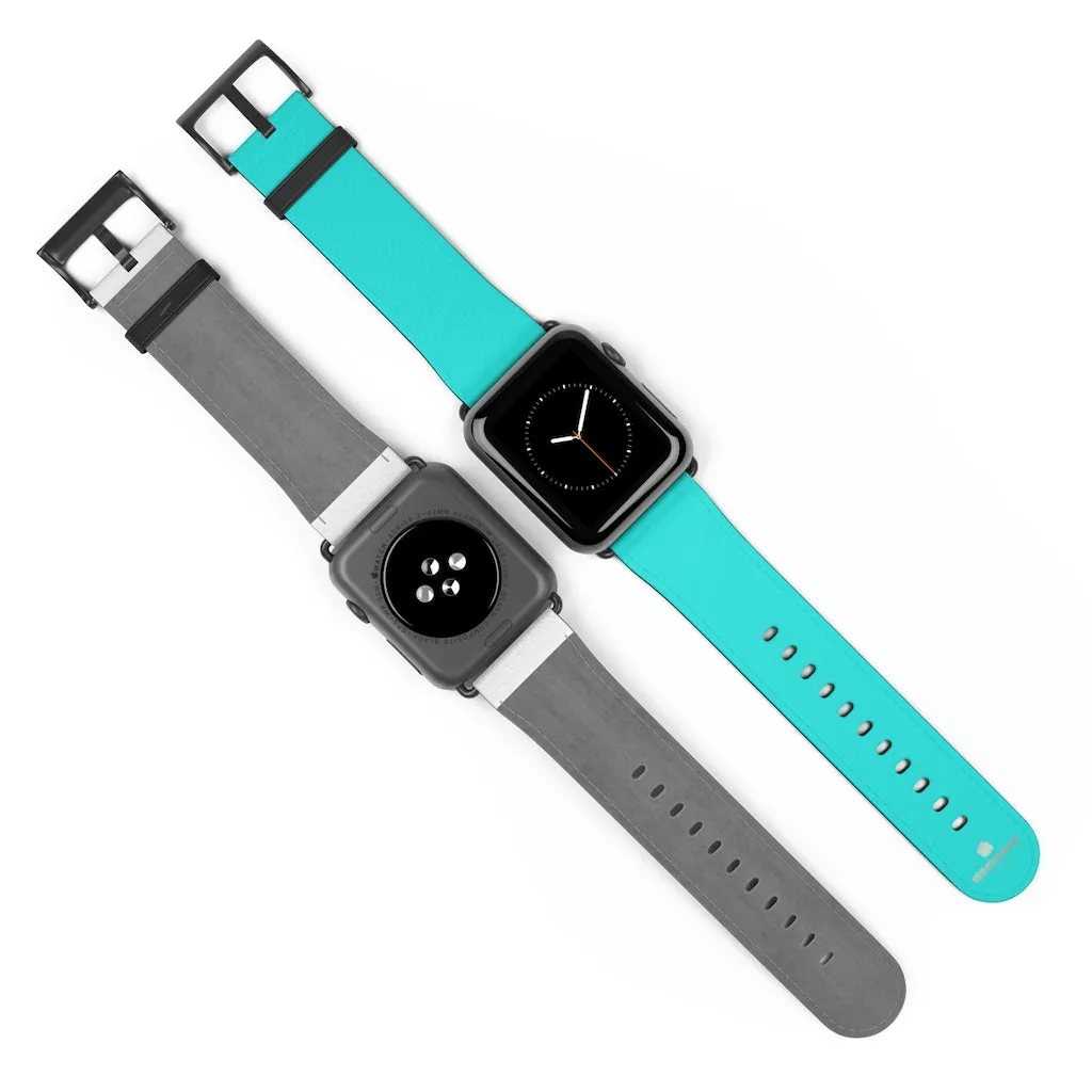 Turquoise Blue Watch Band, Best Solid Color 38mm/42mm Watch Band For Apple Watches- Made in USA