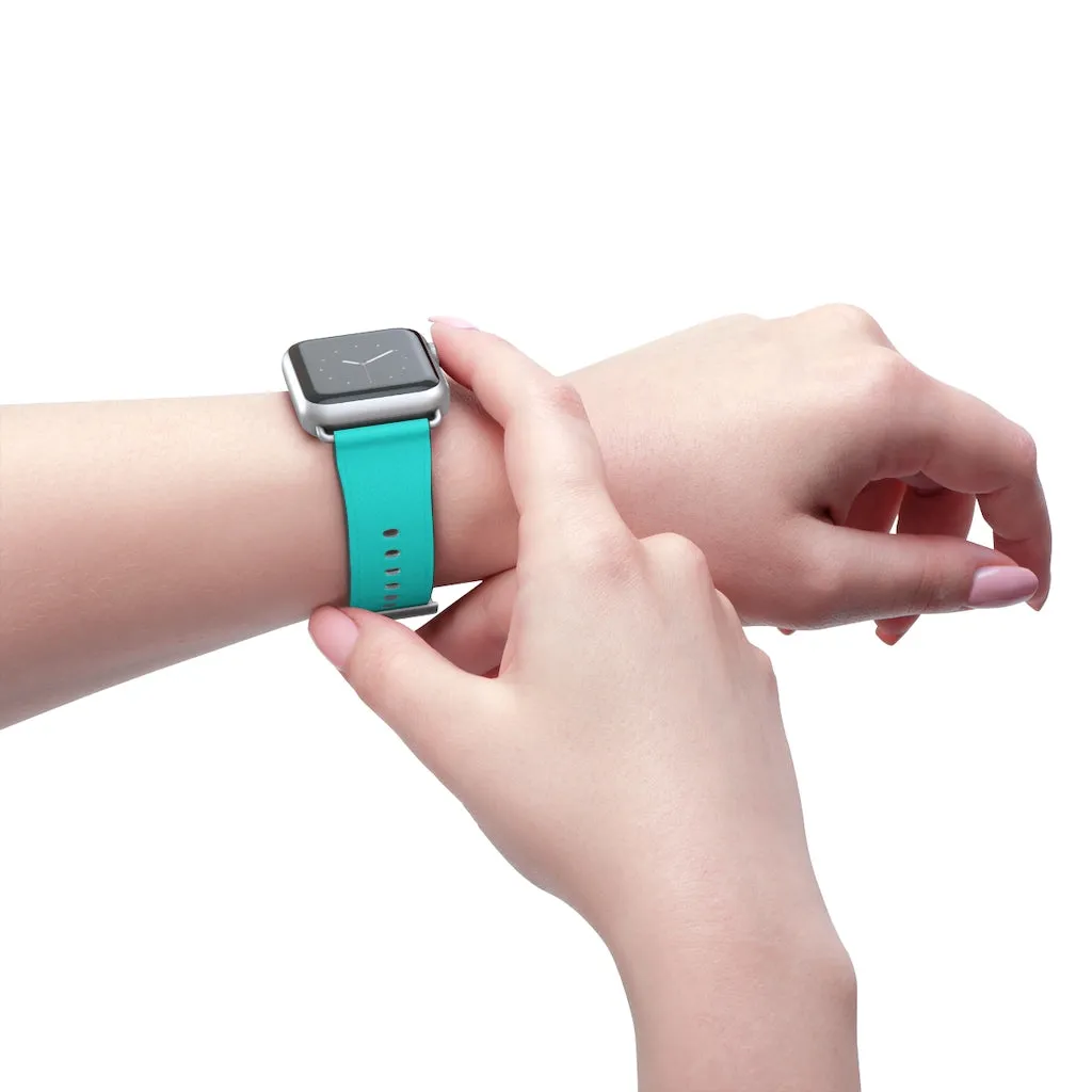 Turquoise Blue Watch Band, Best Solid Color 38mm/42mm Watch Band For Apple Watches- Made in USA