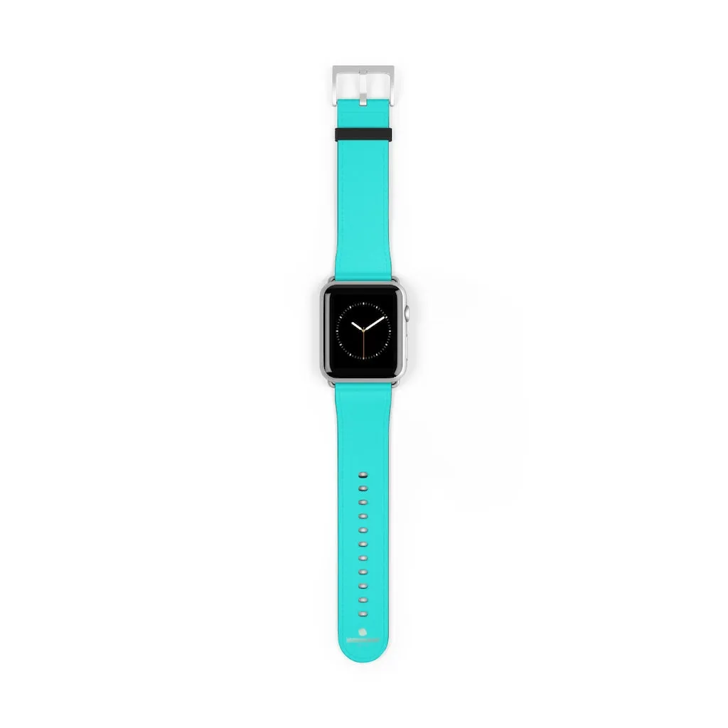 Turquoise Blue Watch Band, Best Solid Color 38mm/42mm Watch Band For Apple Watches- Made in USA