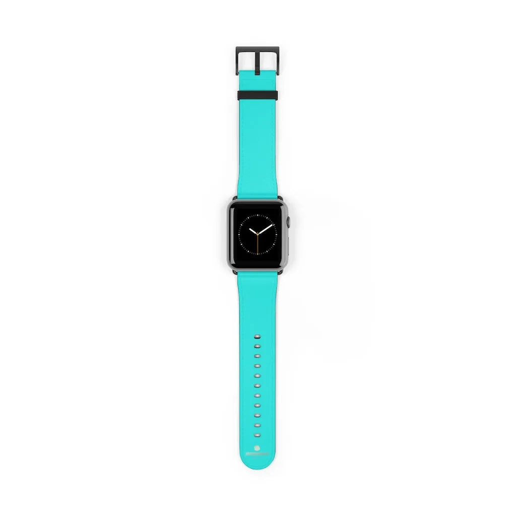 Turquoise Blue Watch Band, Best Solid Color 38mm/42mm Watch Band For Apple Watches- Made in USA