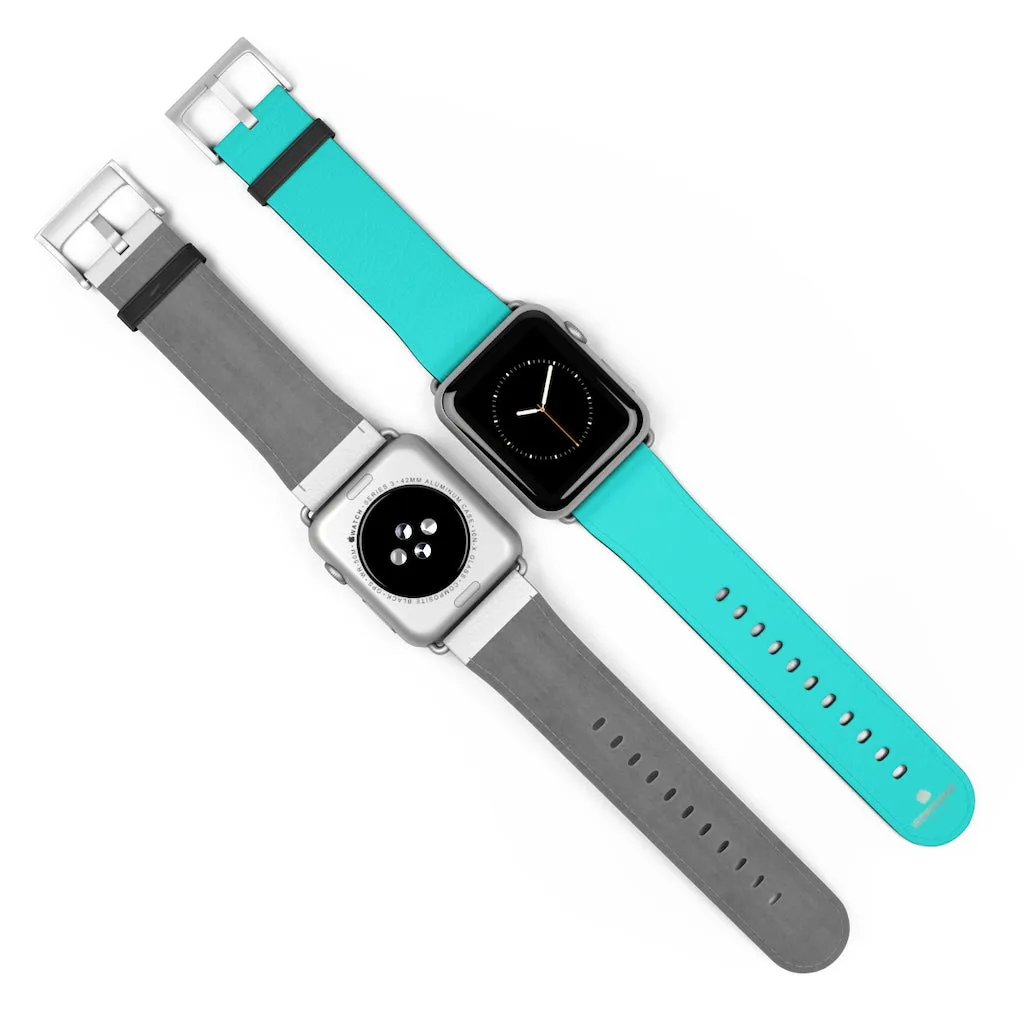 Turquoise Blue Watch Band, Best Solid Color 38mm/42mm Watch Band For Apple Watches- Made in USA