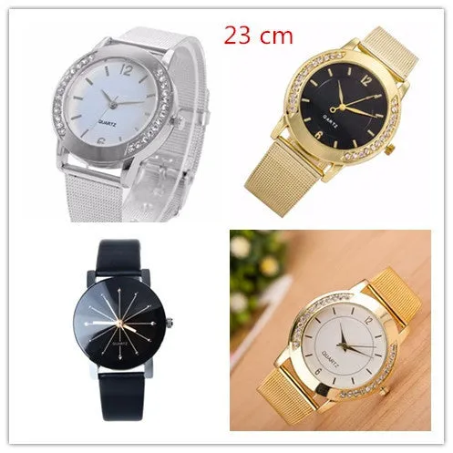 Uhren El reloj L'Orologio women Mode Femmes Cristal d'or en acier inoxydable analogique quartz montre-bracelet (or, argent)