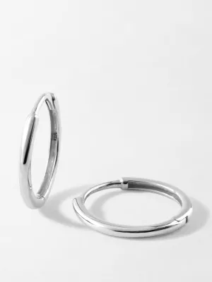 White gold medium classic hoop earrings