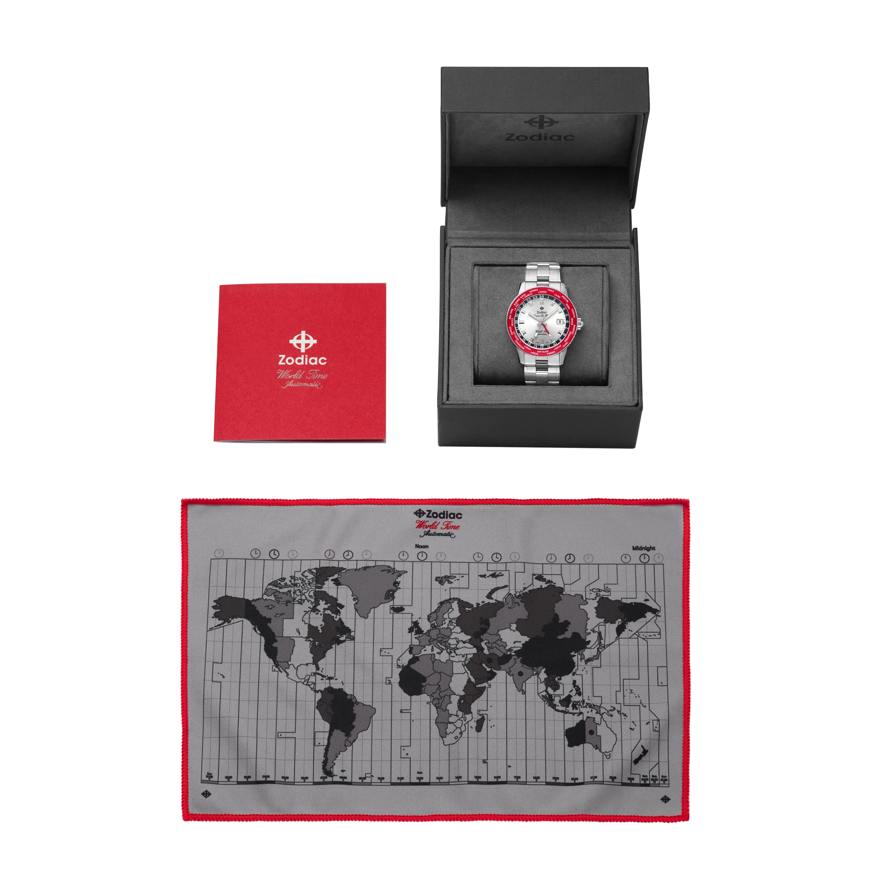 Zodiac Super Sea Wolf GMT World Time Silver